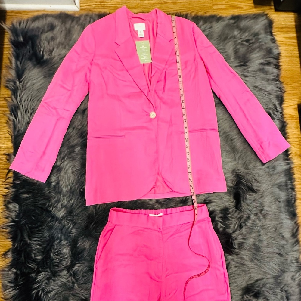 H&M Hot Pink Suit Set | Blazer Size S & Pants Size 8 | Barbiecore | NWT - Picture 2 of 16